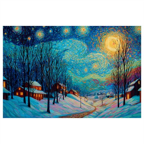 VÁNOČNÍ OBRAZ KOUZELNÁ ZIMNÍ VESNICE - VÁNOČNÍ A ZIMNÍ OBRAZY - OBRAZY