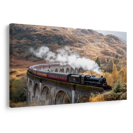 QUADRO SU TELA – TRENO A VAPORE STORICO - QUADRI CAMPI E PRATI - STAMPE E QUADRI