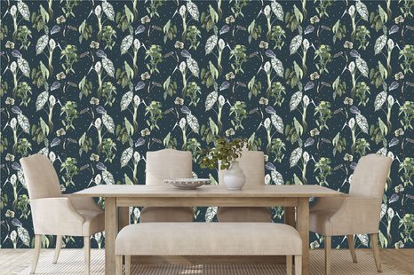 SAMOLEPÍCÍ TAPETA NÁDHERNÉ LISTY NA MODRÉM POZADÍ - SAMOLEPÍCÍ TAPETY - TAPETY