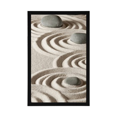 PLAKÁT ZEN KAMENY V PÍSČITÝCH KRUZÍCH - FENG SHUI - PLAKÁTY