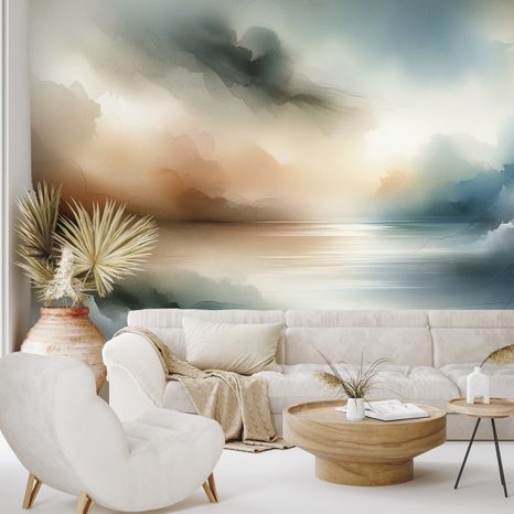 FOTOTAPETE ABSTRAKTE AQUARELLLANDSCHAFT - ABSTRAKTE TAPETEN - TAPETEN