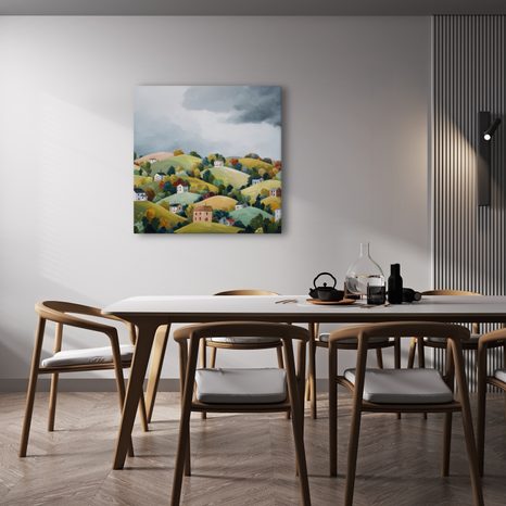 WANDBILD MALERISCHE HERBSTDÖRFER - BUNTE HÄUSER - BILDER