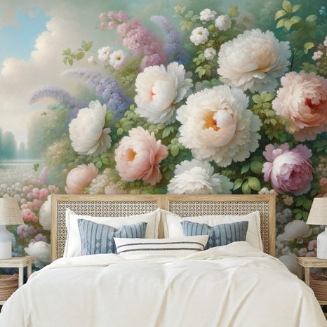 SAMOLEPÍCÍ TAPETA PASTELOVÁ KVĚTINOVÁ ZAHRADA - TAPETY KVĚTINY - TAPETY