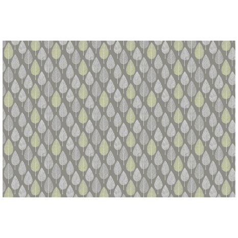 TAPETA ŠEDÉ A ZELENÉ LISTY NA ŠEDÉM POZADÍ - VZOROVANÉ TAPETY - TAPETY