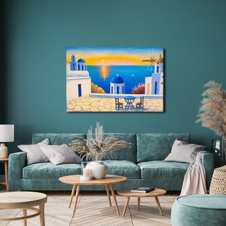WANDBILD GRIECHISCHE INSEL BEI SONNENUNTERGANG - BILDER MEER UND STRAND - BILDER