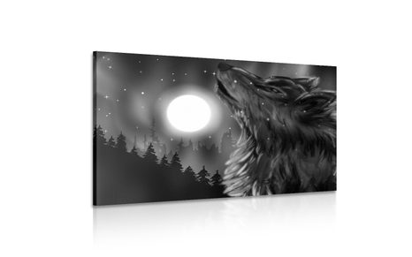 OBRAZ VLČÍ MĚSÍC V ČERNOBÍLÉM PROVEDENÍ - ČERNOBÍLÉ OBRAZY - OBRAZY