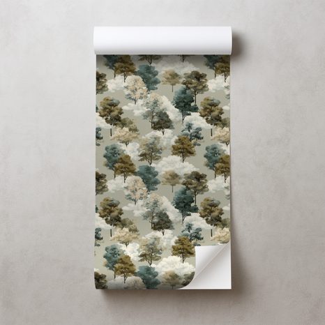 SAMOLEPÍCÍ TAPETA AKVARELOVÉ STROMY V ZEMITÝCH TÓNECH - VZOROVANÉ TAPETY - TAPETY