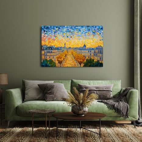 WANDBILD HERBSTLICHE STRASSE IN WÄRME - BILDER VON STÄDTEN - BILDER