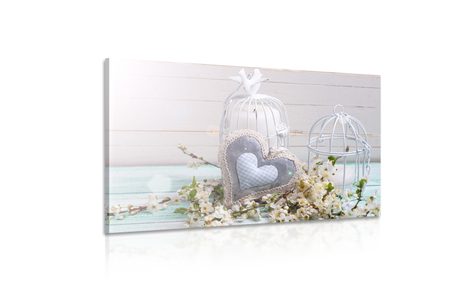 OBRAZ SERDUSZKO I LAMPIONY W STYLU VINTAGE - VINTAGE A RETRO OBRAZY - OBRAZY