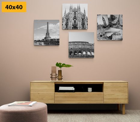 SET DI QUADRI – TOCCO DI STORIA IN BIANCO E NERO - COLLEZIONI DI QUADRI - STAMPE E QUADRI