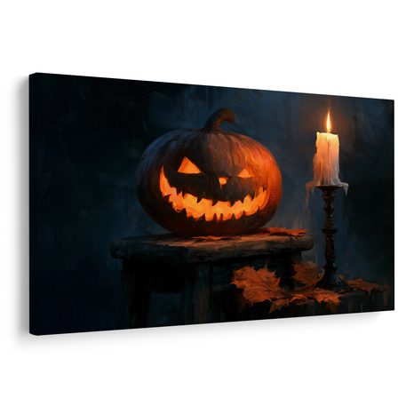 WANDBILD GRUSELKÜRBIS MIT KERZE - HALLOWEEN- UND HORROR-BILDER - BILDER