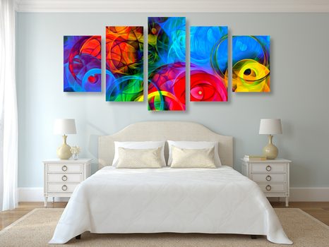5-CZĘŚCIOWY OBRAZ ABSTRAKCJA PEŁNA KOLORU - OBRAZY ABSTRAKCYJNE - OBRAZY