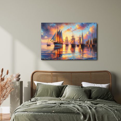 OBRAZ ZÁPAD SLUNCE U LODÍ - OBRAZY VÝCHOD A ZÁPAD SLUNCE - OBRAZY