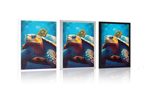 PLAKAT MODRO ZLATA ŽELVA - KRALJI KRALJESTVA ŽIVALI - PLAKATI