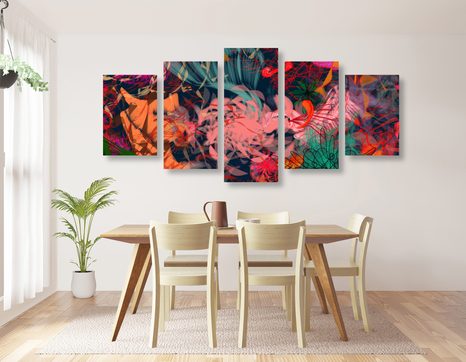 5 RÉSZES KÉP ABZSTRAKT VIRÁGOK - ABSZTRAKT KÉPEK - KÉPEK