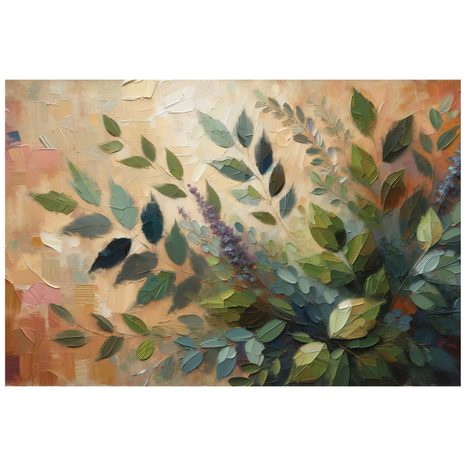 TAPETA MALÍŘSKÉ ZELENÉ LISTY NA BÉŽOVÉM POZADÍ - TAPETY LISTY - TAPETY