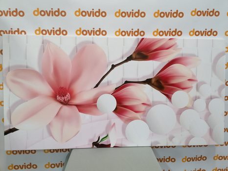 WANDBILD MAGNOLIE MIT ABSTRAKTEN ELEMENTEN - BILDER BLUMEN - BILDER