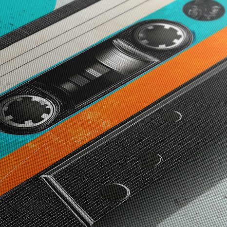 WANDBILD RETRO-KASSETTE MIT KREISEN - MUSIKBILDER - BILDER