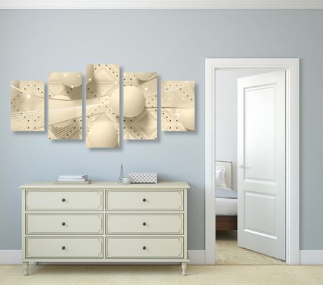 5-DÍLNÝ OBRAZ LUXUS V SÉPIOVÉ PROVEDENÍ - ABSTRAKTNÍ OBRAZY - OBRAZY