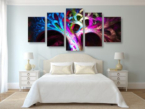 5-DELNA SLIKA SKRIVNOSTNO ABSTRAKTNO DREVO - ABSTRAKTNE SLIKE - SLIKE