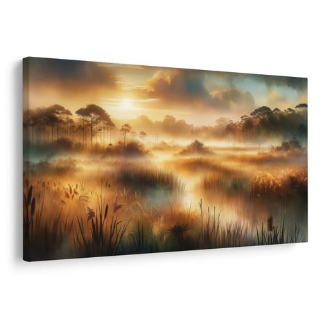OBRAZ MLŽNÁ KRAJINA - OBRAZY VÝCHOD A ZÁPAD SLUNCE - OBRAZY
