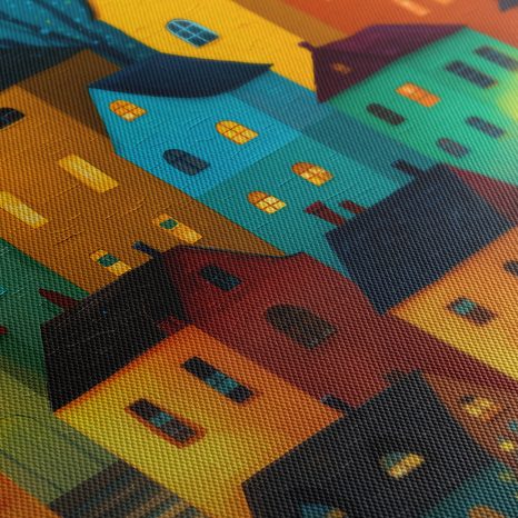 OBRAZ KOUZELNÁ NOČNÍ VESNIČKA - BAREVNÉ DOMY - OBRAZY