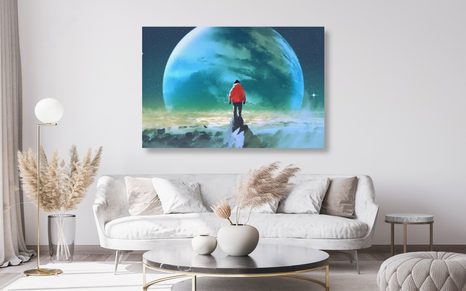 WANDBILD MANN AUF DEM GIPFEL EINES BERGES - BILDER VON MENSCHEN - BILDER