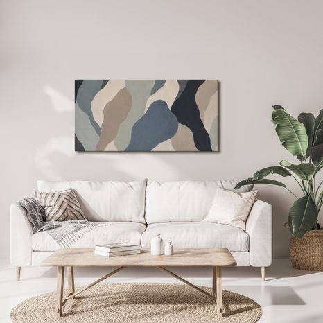 TABLEAU SUR TOILE – ABSTRACTION MODERNE AUX TONS NATURELS - IMAGES FORMES ABSTRAITES - TABLEAUX