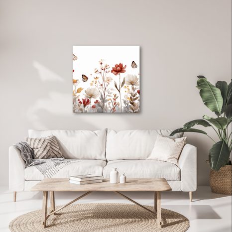 WANDBILD FRÜHLINGSBLÜTEN UND SCHMETTERLINGE - BILDER VON SCHMETTERLINGEN - BILDER