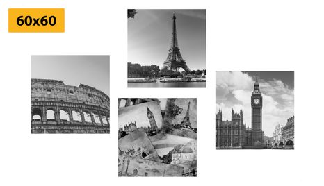 SET OBRAZŮ HISTORICKÉ BOHATSTVÍ V ČERNOBÍLÉM PROVEDENÍ - SESTAVY OBRAZŮ - OBRAZY