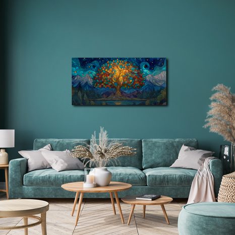 OBRAZ NOČNÍ KRAJINA SE STROMEM ŽIVOTA - OBRAZY STROMY ŽIVOTA - OBRAZY