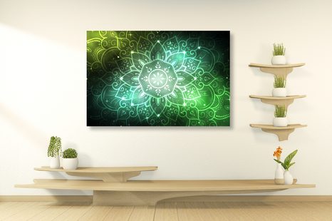 KÉP MANDALA GALAKTIKUS HÁTTÉRREL ZÖLD SZÍNBEN - FENG SHUI KÉPEK - KÉPEK