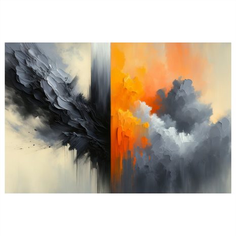 WANDBILD ABSTRAKTION IN FEUER UND RAUCH - WANDBILDER ABSTRAKTE FORMEN - BILDER