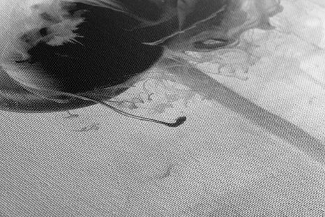 SLIKA ZANIMIVI CVET V ČRNOBELI IZVEDBI - ČRNOBELE SLIKE - SLIKE