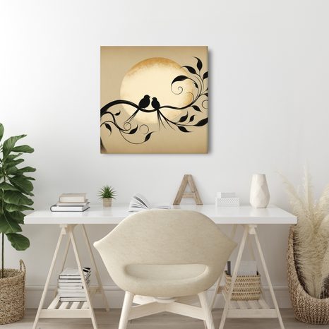 WANDBILD SILHOUETTEN IM MONDLICHT - BILDER VON VÖGELN - BILDER