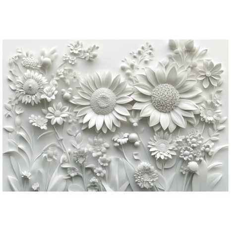 CARTA DA PARATI AUTOADESIVA – FIORI BIANCHI 3D - CARTA DA PARATI AUTOADESIVE - CARTA DA PARATI