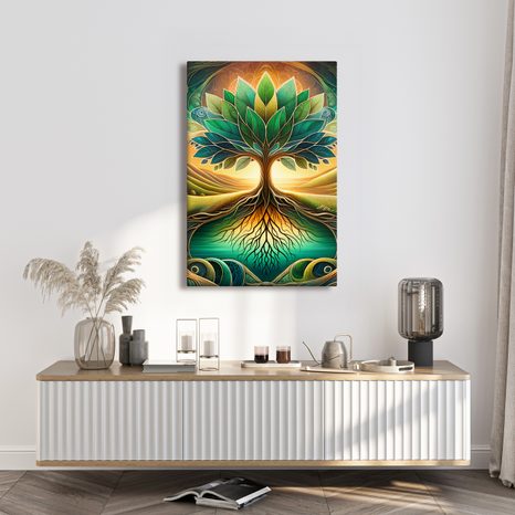 WANDBILD MYSTISCHER BAUM DES LEBENS AM SEE - BILDER BÄUME DES LEBENS - BILDER