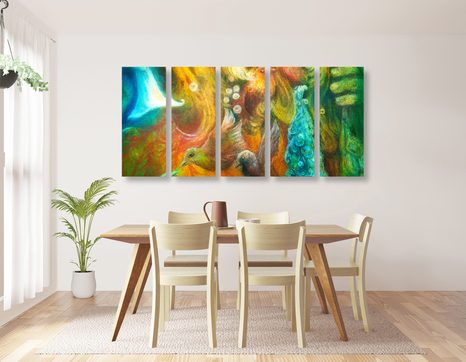 TABLOU 5-PIESE POSEIDON SUB NIVELUL MĂRII - TABLOURI ABSTRACTE - TABLOURI