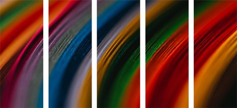 5-DÍLNÝ OBRAZ DETAIL BAREVNÉHO MATERIÁLU - ABSTRAKTNÍ OBRAZY - OBRAZY