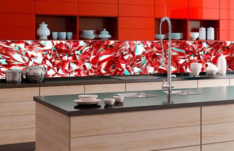 SELF ADHESIVE PHOTO WALLPAPER FOR KITCHEN RED CRYSTAL