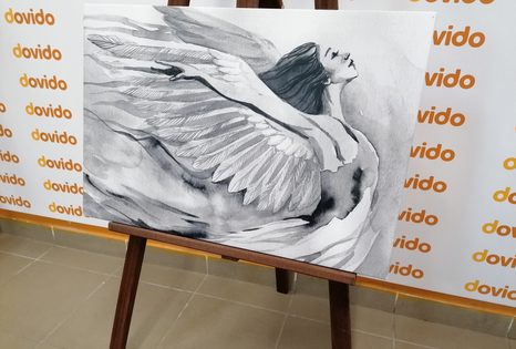 OBRAZ SLOBODNÝ ANJEL V ČIERNOBIELOM PREVEDENÍ - ČIERNOBIELE OBRAZY - OBRAZY