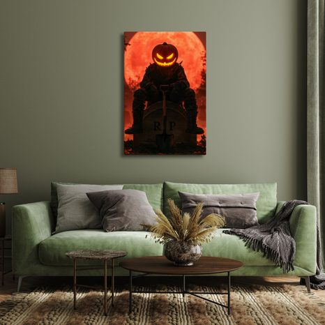 WANDBILD HALLOWEEN-SCHRECKEN UNTER ROTEM MOND - HALLOWEEN- UND HORROR-BILDER - BILDER