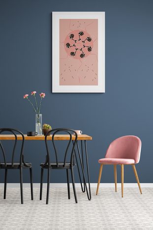 PLAGÁT S PASPARTOU ABSTRAKCIA MESIACA - MOTÍVY Z NAŠEJ DIELNE - PLAGÁTY