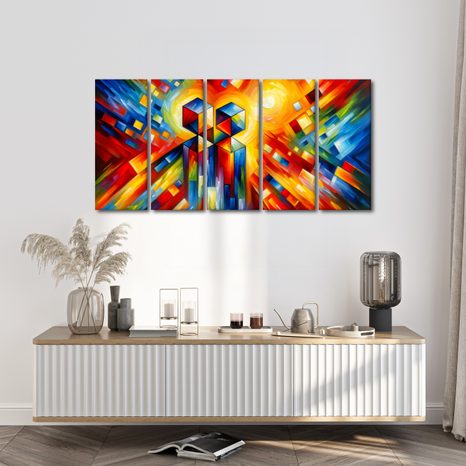 5-TEILIGES WANDBILD ENERGIE DES MOMENTS - WANDBILDER ABSTRAKTE FORMEN - BILDER