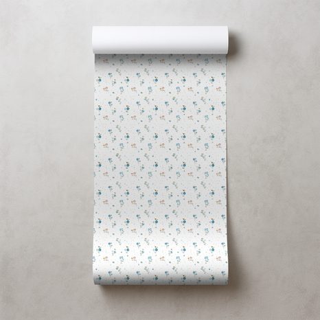 TAPETA JEMNÉ MODRÉ KVÍTKY NA BÍLÉM POZADÍ - VZOROVANÉ TAPETY - TAPETY