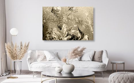 QUADRO SU TELA – PEONIE DIPINTE MODERNE IN VERSIONE SEPPIA - QUADRI BIANCO E NERO - STAMPE E QUADRI