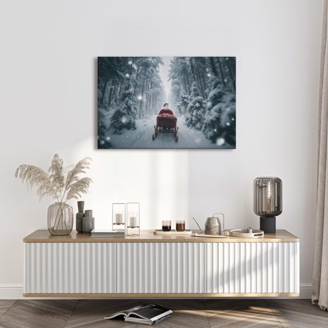 WANDBILD SANTAS WEIHNACHTSREISE DURCH DEN WALD - WEIHNACHTS- UND WINTERBILDER - BILDER