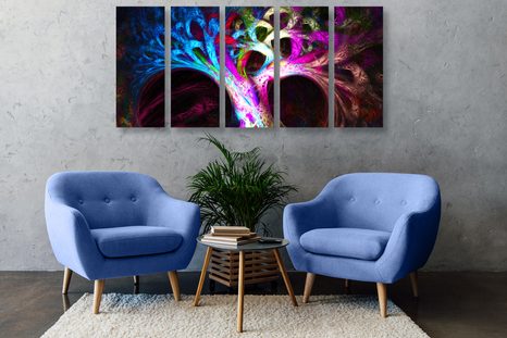 TABLOU 5-PIESE COPAC ABSTRACT MISTERIOS - TABLOURI ABSTRACTE - TABLOURI