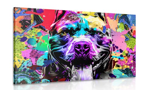 WANDBILD BUNTFARBIGE ILLUSTRATION DES HUNDES - POP-ART-BILDER - BILDER