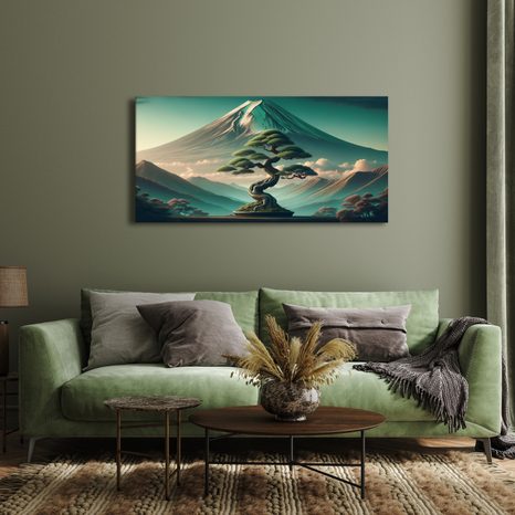 WANDBILD RUHE UNTER DEM BERG FUJI - BILDER VON BERGEN - BILDER